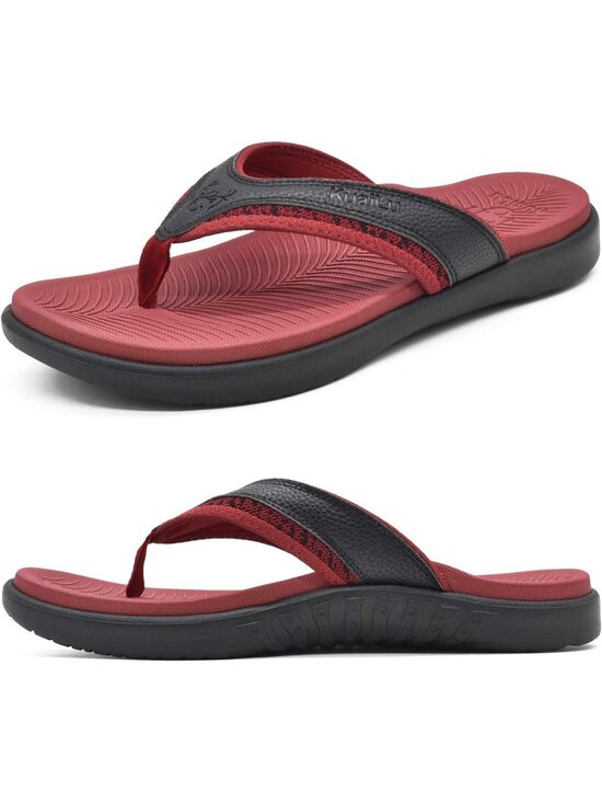 Mens Red Black Arch Support Sport Flip Flops Comfort Orthotic Thong Sandal Shoes main image 4